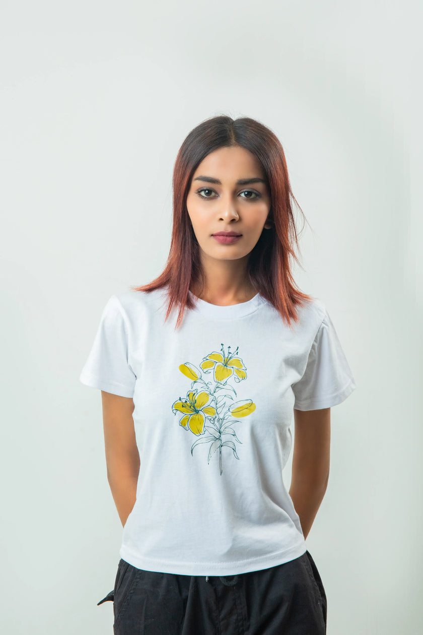 Boho Flower Art Printed T-Shirt