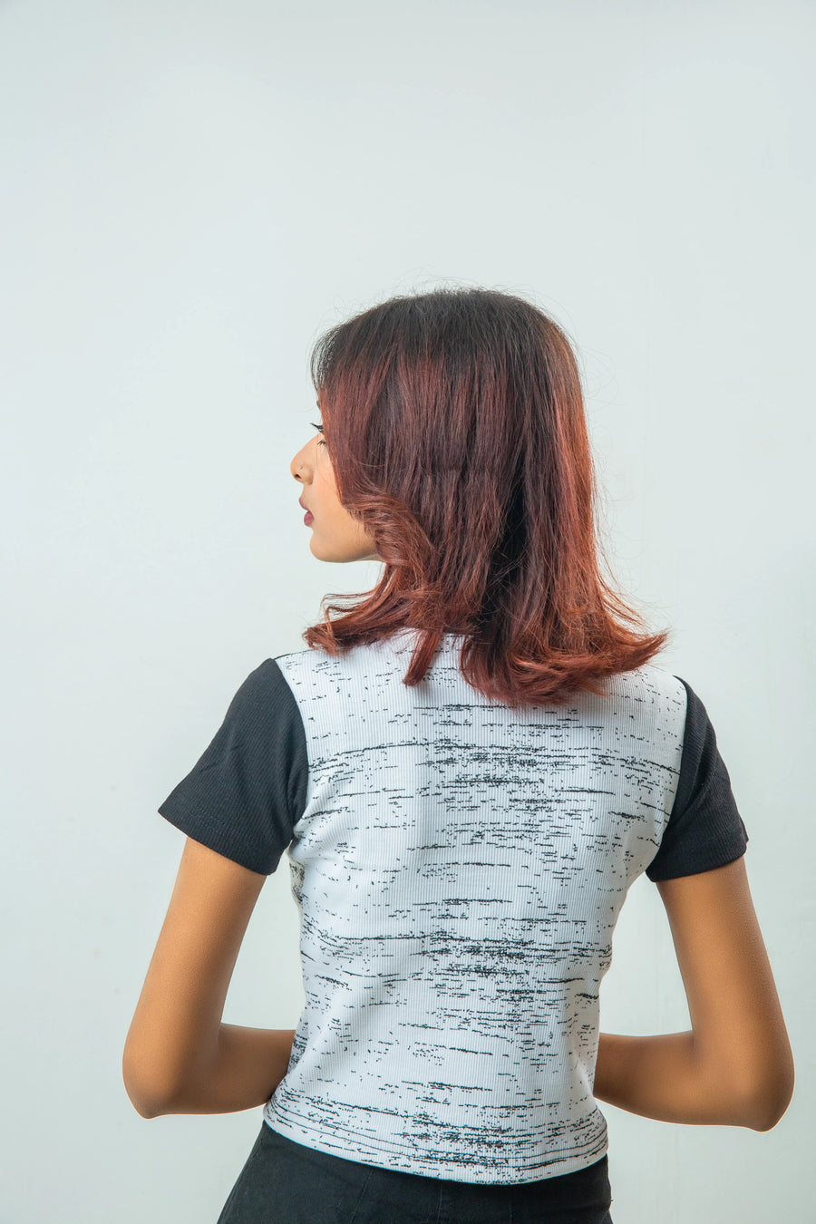 Color Block Cropped T shirt