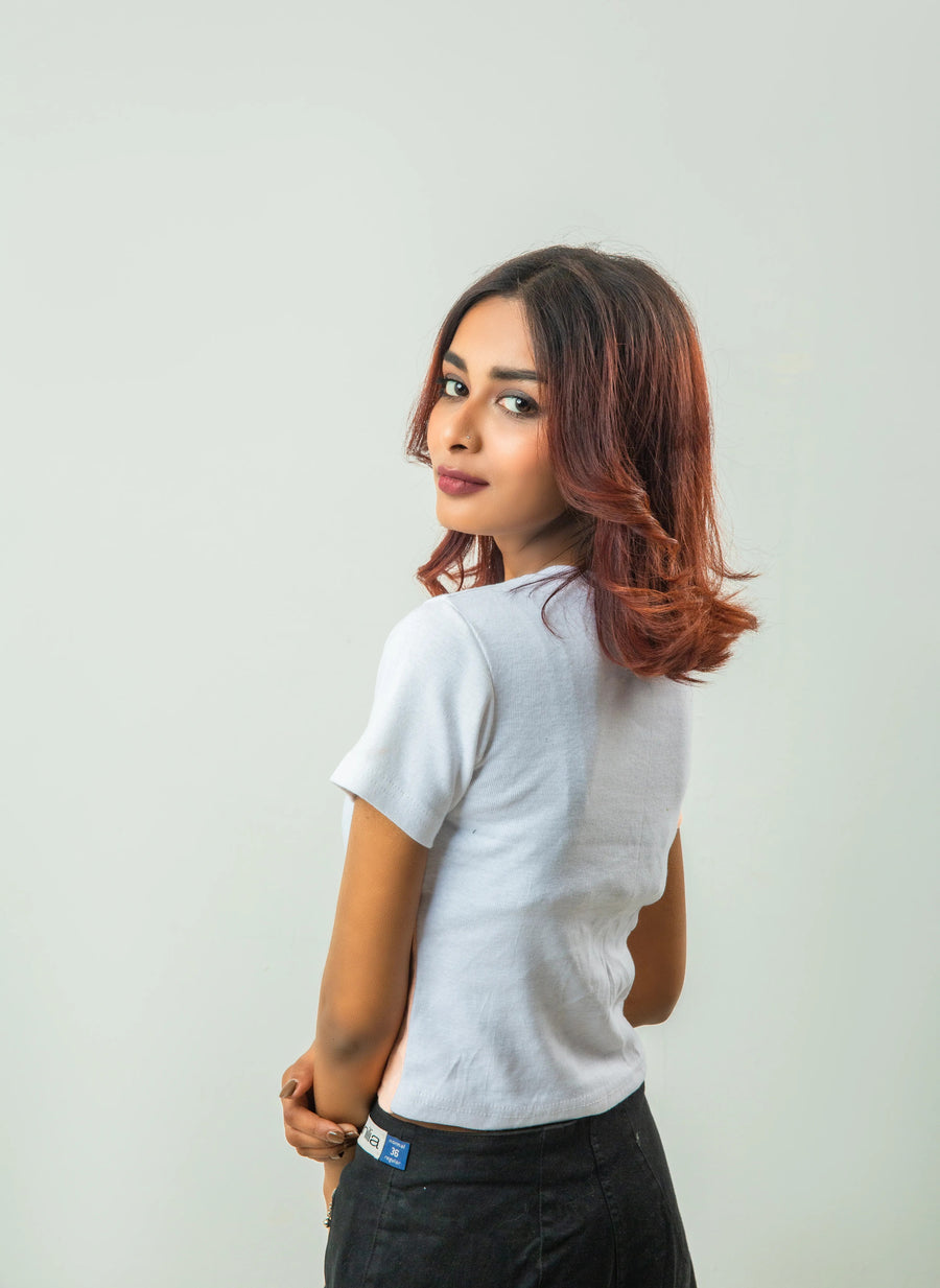 Color Block Cropped T shirt