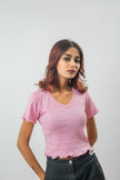 Solid Pink Ribbed Crop Top