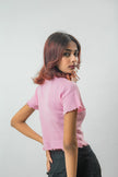Solid Pink Ribbed Crop Top