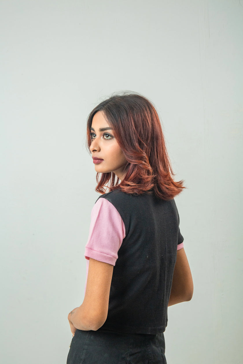 Color Block Cropped T shirt