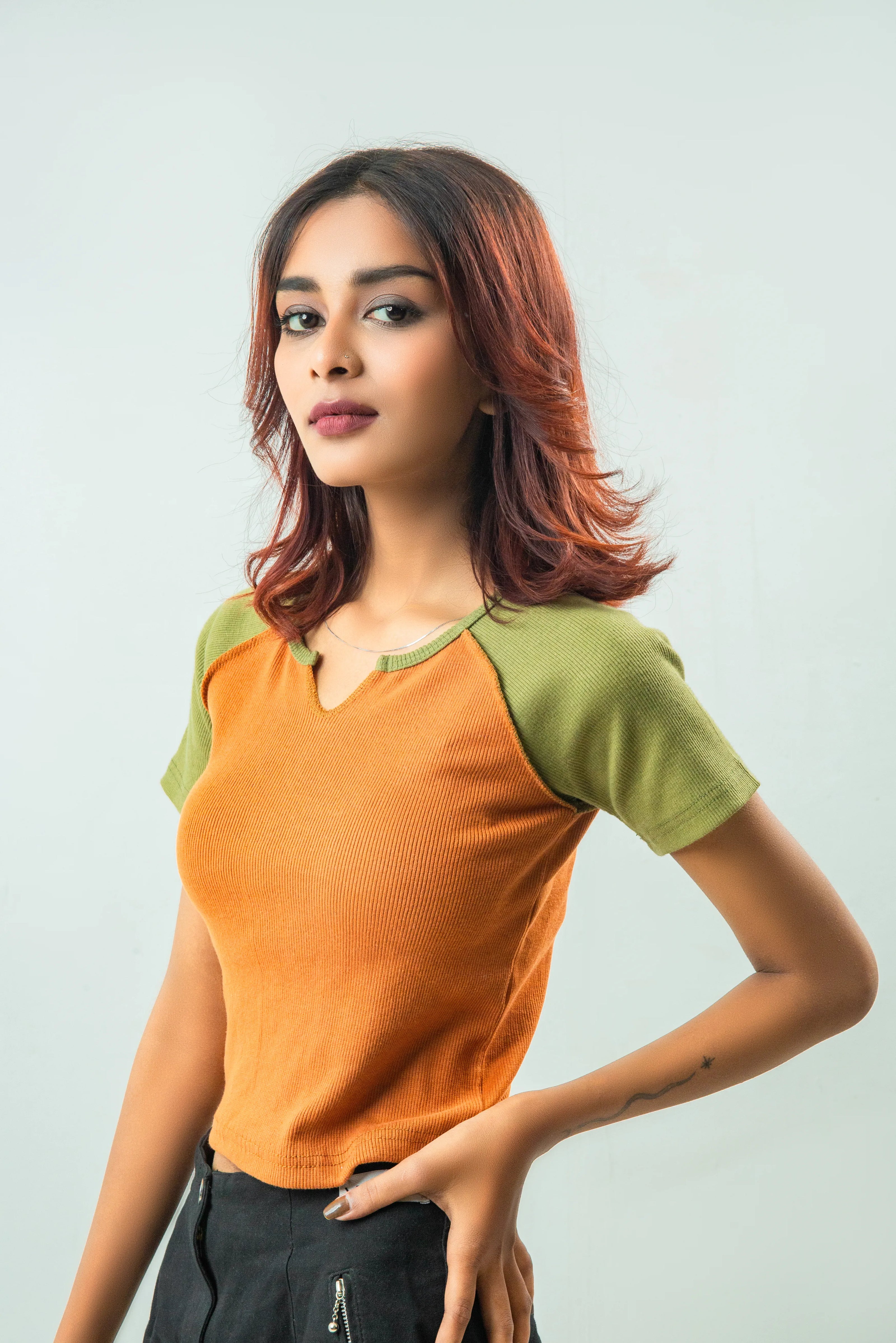 Notch Neck Reglan T Shirt