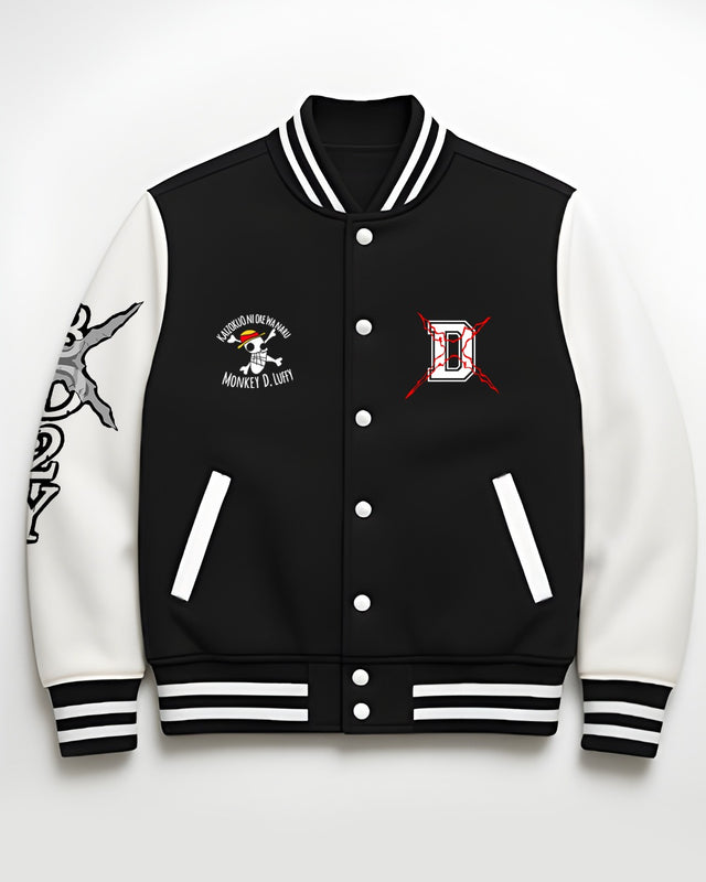 D. Luffy Black Varsity Jacket