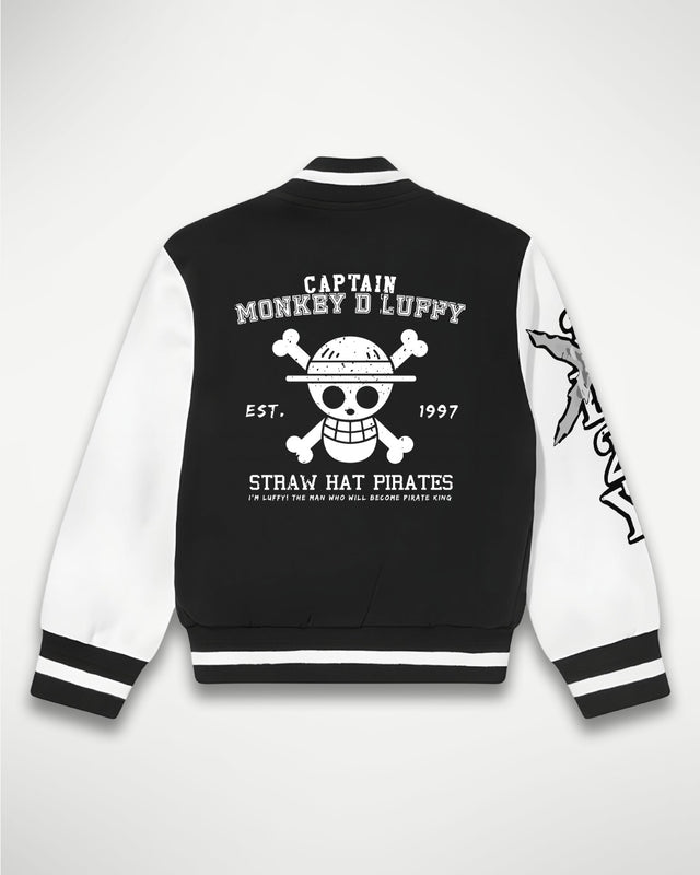 D. Luffy Black Varsity Jacket