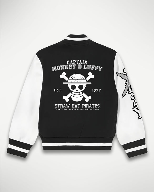 D. Luffy Black Varsity Jacket